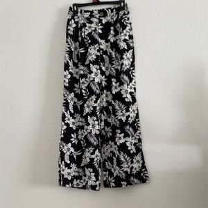 Marc New York Black and White Floral Bottoms Linen Blend